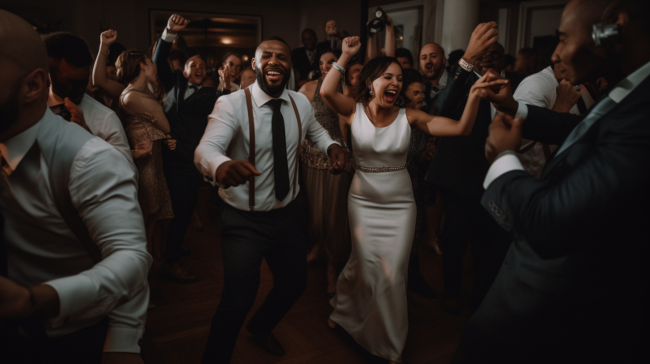 dancing to hip hop at wedding reception