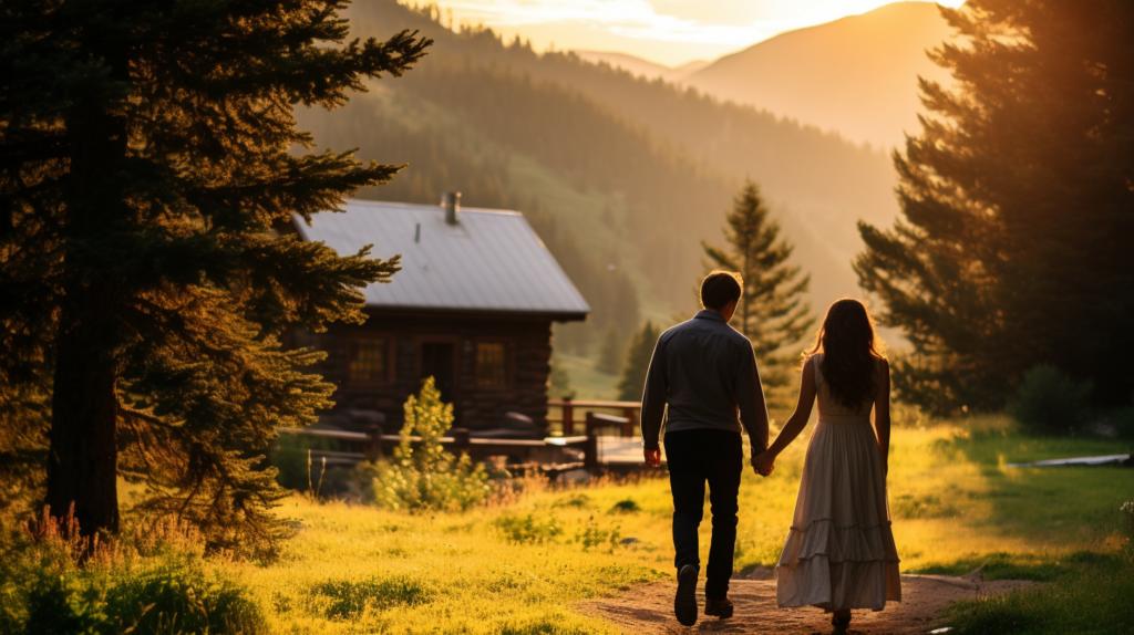 couple celebrating elopement in the mountains