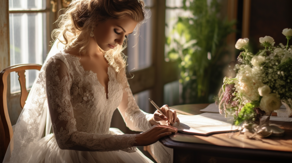 bride writes letter to groom