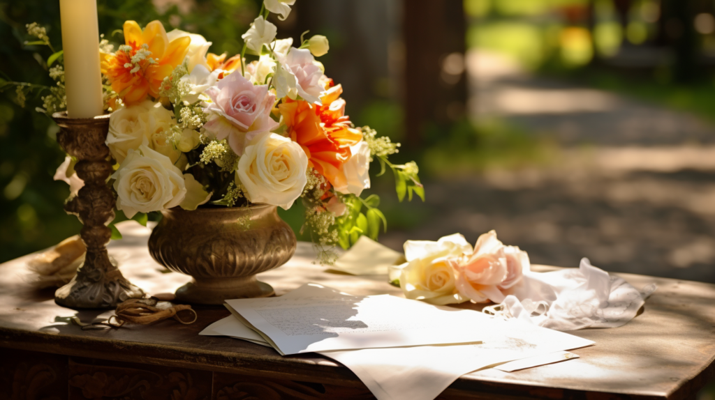 letter to groom with flowers