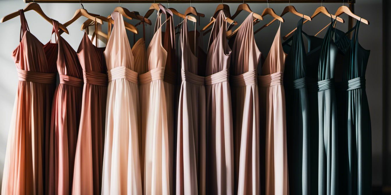 bridesmaid dresses hanging on rack