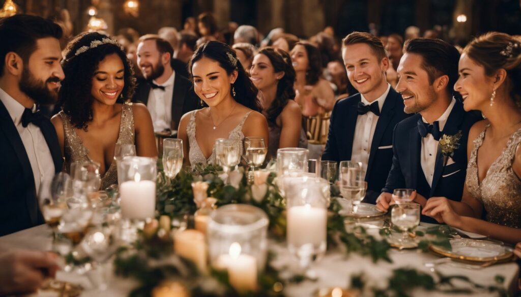 couple at assigned seating at wedding