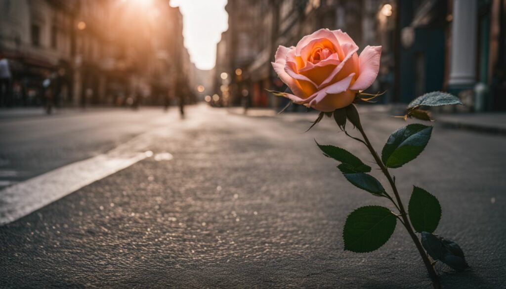 at last, rose on a street