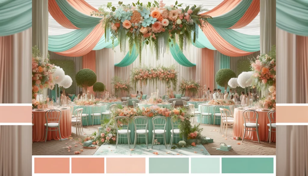 Peach, Coral, Mint, and Champagne
